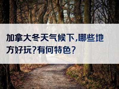 加拿大冬天气候下，哪些地方好玩？有何特色？