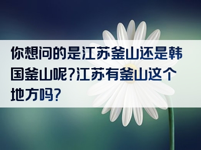 你想问的是江苏釜山还是韩国釜山呢？江苏有釜山这个地方吗？