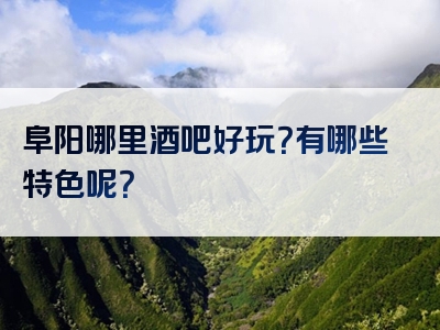 阜阳哪里酒吧好玩？有哪些特色呢？