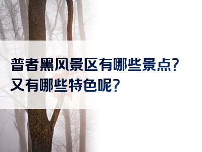 普者黑风景区有哪些景点？又有哪些特色呢？