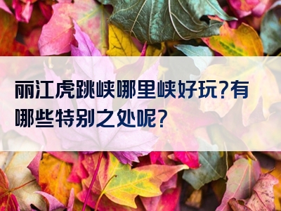 丽江虎跳峡哪里峡好玩？有哪些特别之处呢？