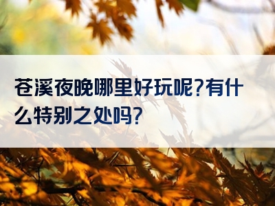 苍溪夜晚哪里好玩呢？有什么特别之处吗？