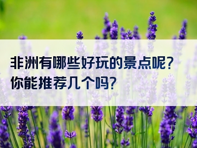 非洲有哪些好玩的景点呢？你能推荐几个吗？