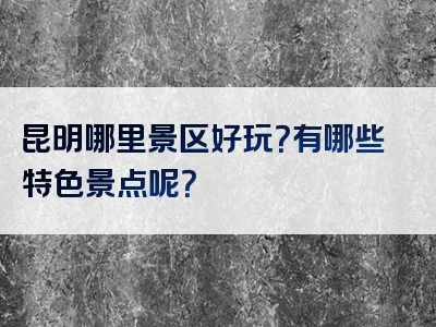 昆明哪里景区好玩？有哪些特色景点呢？