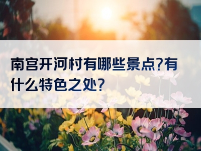 南宫开河村有哪些景点？有什么特色之处？