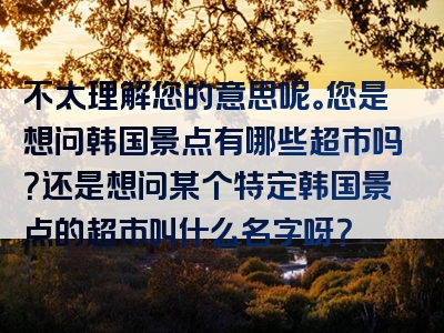 不太理解您的意思呢。您是想问韩国景点有哪些超市吗？还是想问某个特定韩国景点的超市叫什么名字呀？