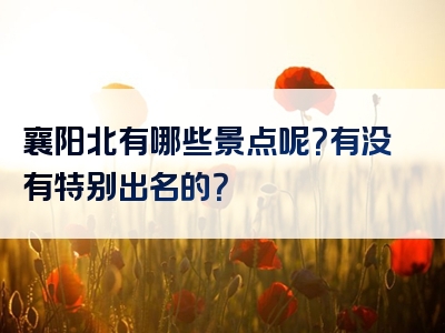 襄阳北有哪些景点呢？有没有特别出名的？