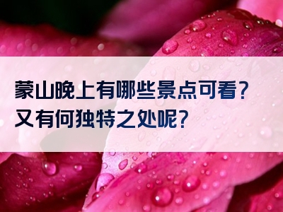 蒙山晚上有哪些景点可看？又有何独特之处呢？
