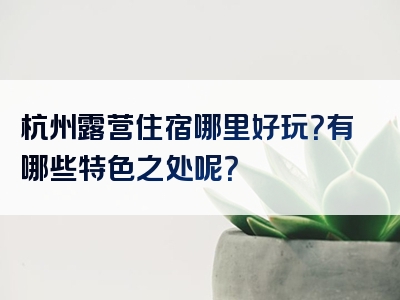 杭州露营住宿哪里好玩？有哪些特色之处呢？