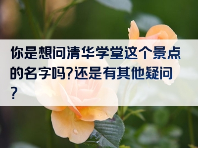 你是想问清华学堂这个景点的名字吗？还是有其他疑问？