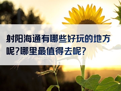 射阳海通有哪些好玩的地方呢？哪里最值得去呢？