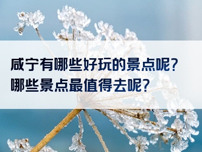 咸宁有哪些好玩的景点呢？哪些景点最值得去呢？