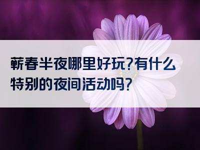 蕲春半夜哪里好玩？有什么特别的夜间活动吗？