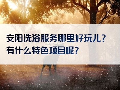 安阳洗浴服务哪里好玩儿？有什么特色项目呢？