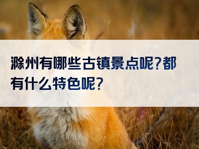 滁州有哪些古镇景点呢？都有什么特色呢？