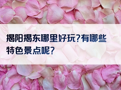 揭阳揭东哪里好玩？有哪些特色景点呢？