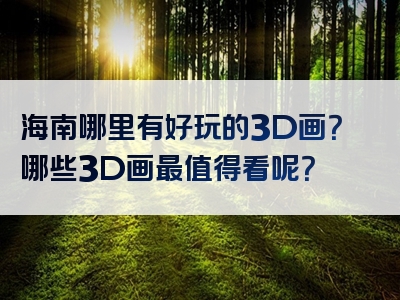 海南哪里有好玩的3D画？哪些3D画最值得看呢？