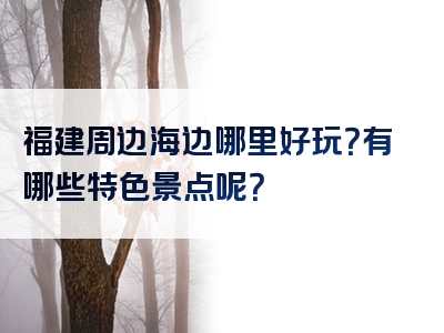 福建周边海边哪里好玩？有哪些特色景点呢？