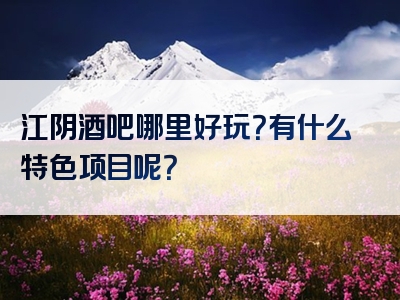江阴酒吧哪里好玩？有什么特色项目呢？