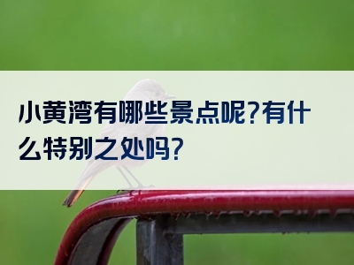 小黄湾有哪些景点呢？有什么特别之处吗？