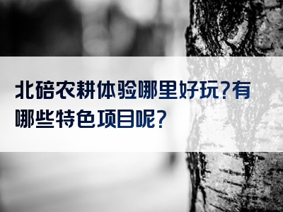 北碚农耕体验哪里好玩？有哪些特色项目呢？
