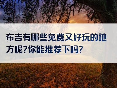 布吉有哪些免费又好玩的地方呢？你能推荐下吗？