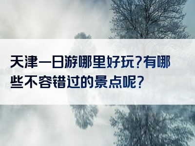 天津一日游哪里好玩？有哪些不容错过的景点呢？