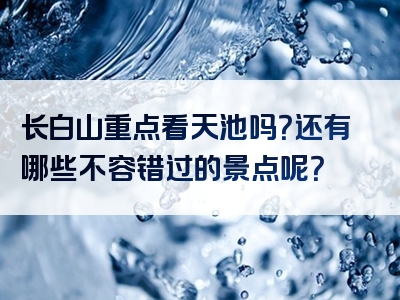 长白山重点看天池吗？还有哪些不容错过的景点呢？