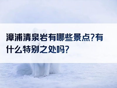 漳浦清泉岩有哪些景点？有什么特别之处吗？