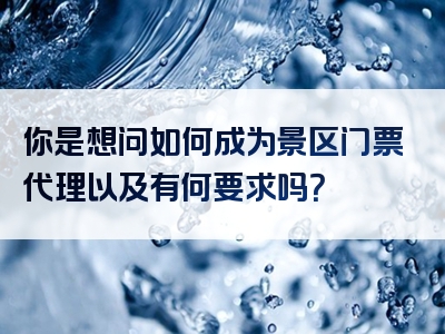你是想问如何成为景区门票代理以及有何要求吗？