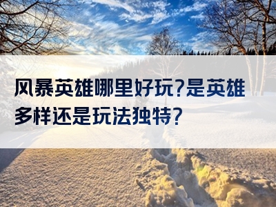 风暴英雄哪里好玩？是英雄多样还是玩法独特？