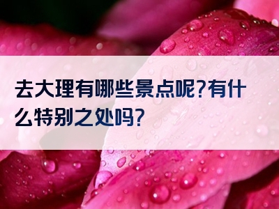 去大理有哪些景点呢？有什么特别之处吗？