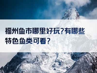 福州鱼市哪里好玩？有哪些特色鱼类可看？