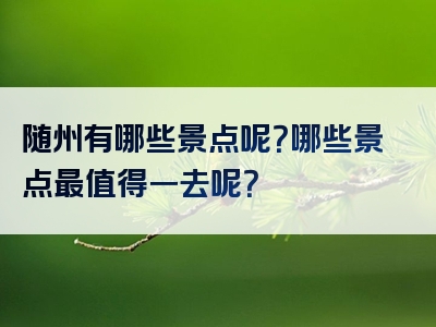 随州有哪些景点呢？哪些景点最值得一去呢？