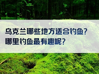 乌克兰哪些地方适合钓鱼？哪里钓鱼最有趣呢？