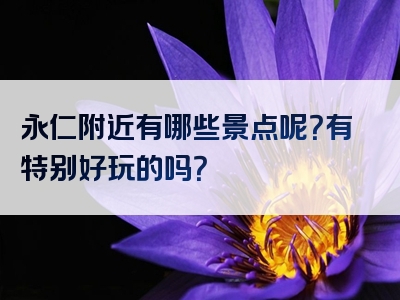 永仁附近有哪些景点呢？有特别好玩的吗？