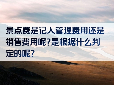 景点费是记入管理费用还是销售费用呢？是根据什么判定的呢？
