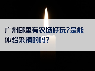 广州哪里有农场好玩？是能体验采摘的吗？