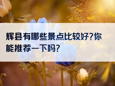 辉县有哪些景点比较好？你能推荐一下吗？