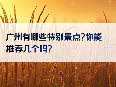 广州有哪些特别景点？你能推荐几个吗？