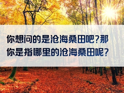 你想问的是沧海桑田吧？那你是指哪里的沧海桑田呢？