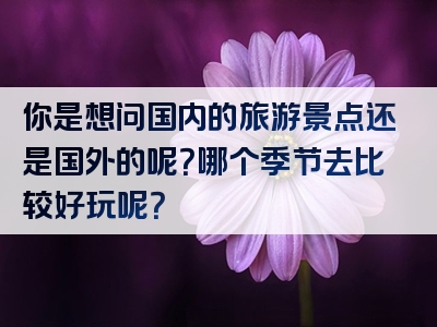 你是想问国内的旅游景点还是国外的呢？哪个季节去比较好玩呢？