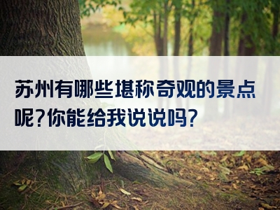 苏州有哪些堪称奇观的景点呢？你能给我说说吗？