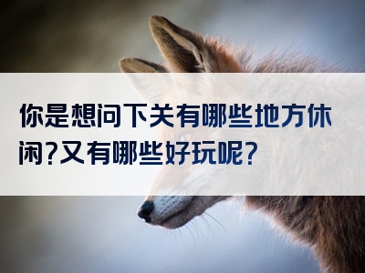 你是想问下关有哪些地方休闲？又有哪些好玩呢？
