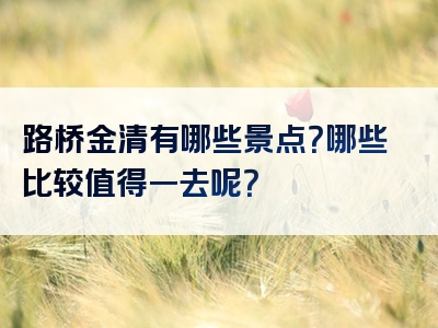 路桥金清有哪些景点？哪些比较值得一去呢？
