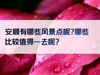 安顺有哪些风景点呢？哪些比较值得一去呢？