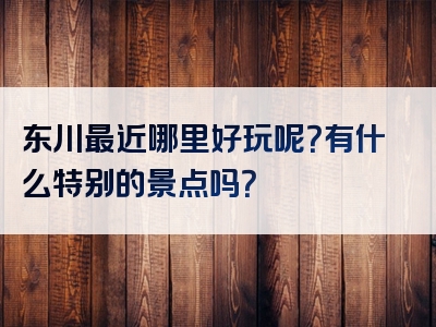 东川最近哪里好玩呢？有什么特别的景点吗？