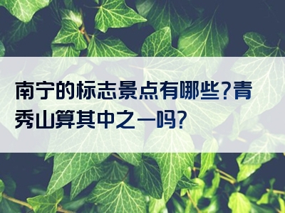 南宁的标志景点有哪些？青秀山算其中之一吗？
