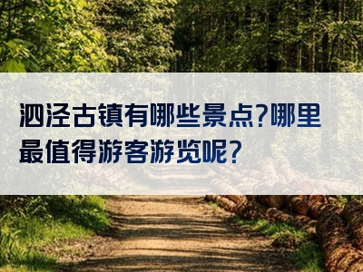 泗泾古镇有哪些景点？哪里最值得游客游览呢？