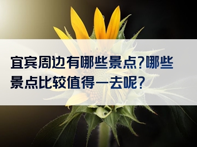 宜宾周边有哪些景点？哪些景点比较值得一去呢？